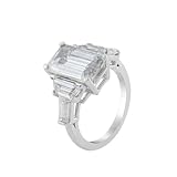 Homxi Anillos de Compromiso Oro Blanco Mujer 9 Kilates, Rectángulo con Moissanite de 5ct, Anillos de Compromiso Plata Mujer, Talla 22(62mm)