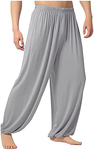 Men's Straight Dance Yoga Solid Color Weatpants Trousers Jogger Dancing Yoga Pant Baggy Genie Boho Pants Gray