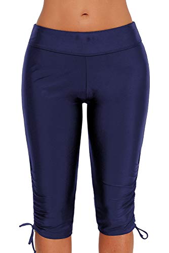 Urchics Womens Plus Size Rash Guard Capris Long Swim Shorts Tankini Bottom Sporty Blue Xxl #TOP5