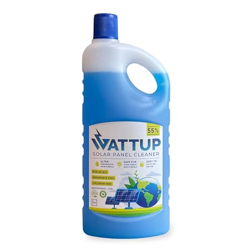 Image of Solar Panel Cleaning Liquid | 100% Non-Acidic & Biodegradable | Removes Heavy Stains, Improves Power Generation Efficiency & Easy to Use | Safe for glass, panels, rails & metals - 1Ltr