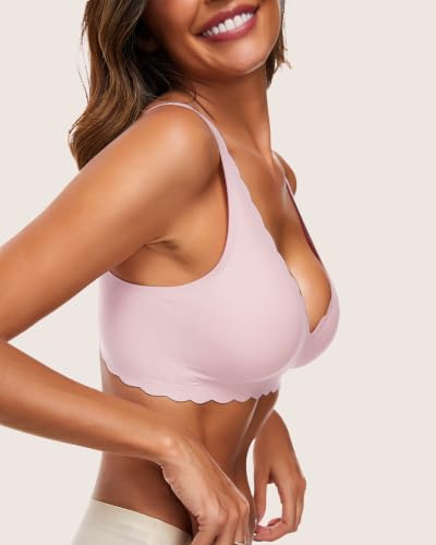 Image of Deep V Petal Bras for Women No Underwire Soft Wireless Bras Comfort Seamless Bralettes with Extender