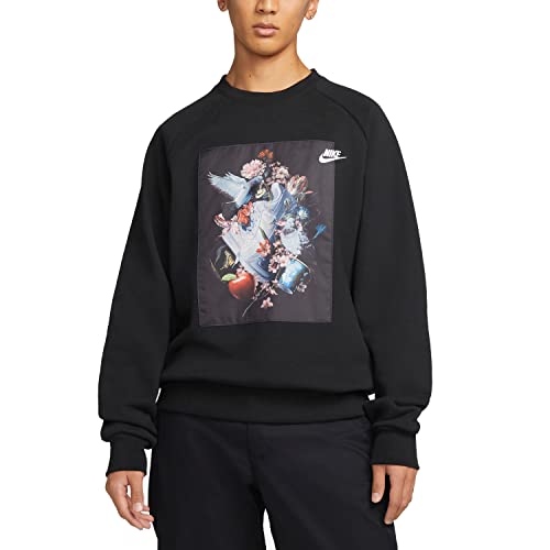 Image of Nike Sportswear Men's Fleece Crew Sweatshirt, Black/White, M