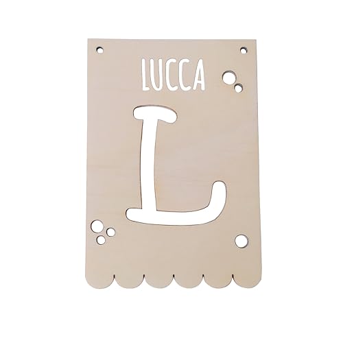 nagu® Banderines Fiesta Personalizados - Nombres de Madera Personalizados para Bebé, Regalo Bebe Personalizado 10x15 cm, Incluye Letras Adhesivas de Madera, Ideal Decoración Infantil Unisex