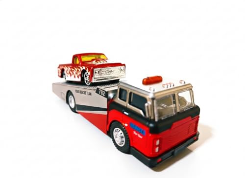 Image of Toy Transport Truck with Rescue Car for Toddlers | Friction Powered Car Carrier Truck Toy, Kids Vehicle Playset for Boys & Girls Ages 3+(Multicolor)