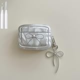 COTYPOFLIYTT Compatible with Airpods Pro 2nd Generation Case TPU with Cleaner Kit Keychain for AirPods Pro Case with Bow Shockproof for Girls Women Airpods Pro 2nd/1st-Silver