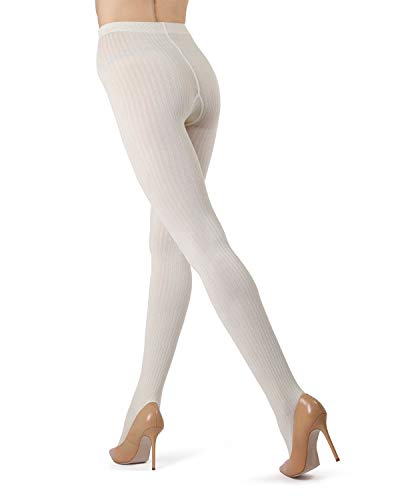 Image of MeMoi Boston Ribbed Cotton Sweater Tights, Warm Opaque Winter Tights