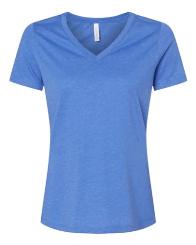 Bella Canvas Ladies' Relaxed Heather CVC Jersey V-Neck T-Shirt, Heather True Roy, XXL