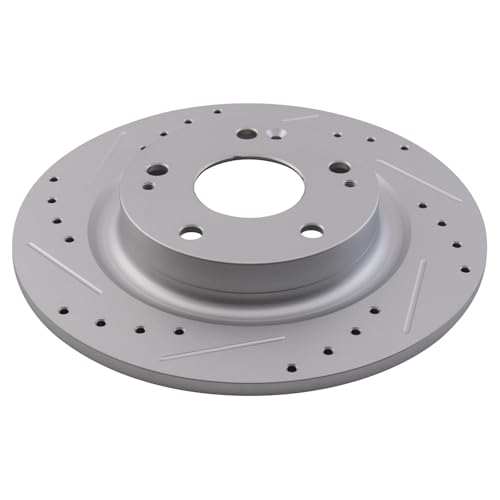 Image of TRQ Performance Rear Brake Pad and Rotor Set Ceramic Coated Drilled Slotted Rotors Compatible with 2017-2020 Honda Civic