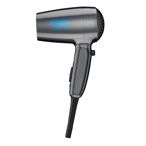 Conair Travel Hair Dryer with Dual Voltage, 1875W Compact Blow Dryer with Folding Handle, Gray by Conair - Used condition - US$16.13
