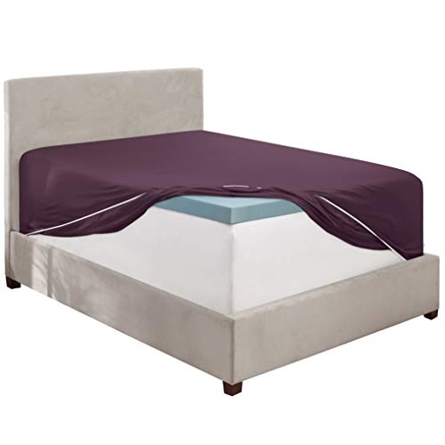 Image of Clara Clark Premier 1800 Collection Single Fitted Sheet, Queen, Eggplant Purple