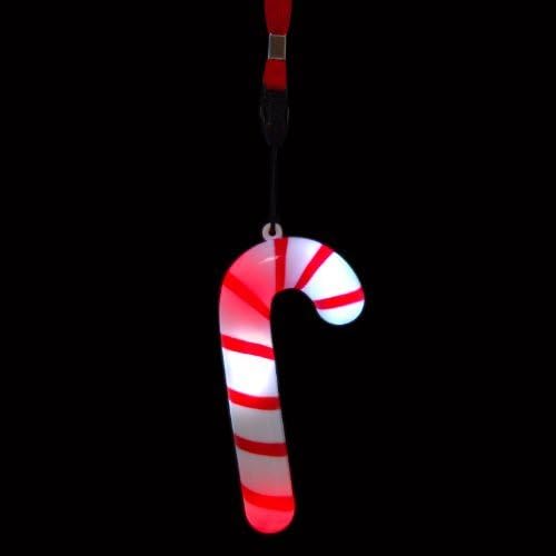 Light Up Cute Flashing Candy Cane Necklaces (Set of 12)