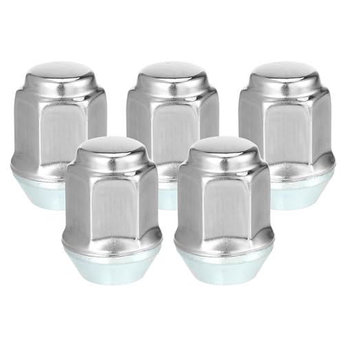 Image of 5 Pcs Wheel Lug Nuts Compatible for Ford Focus for Dodge Grand Caravan, Durable M12 x 1.5 Carbon Steel Silver Tone Tire Lugnuts