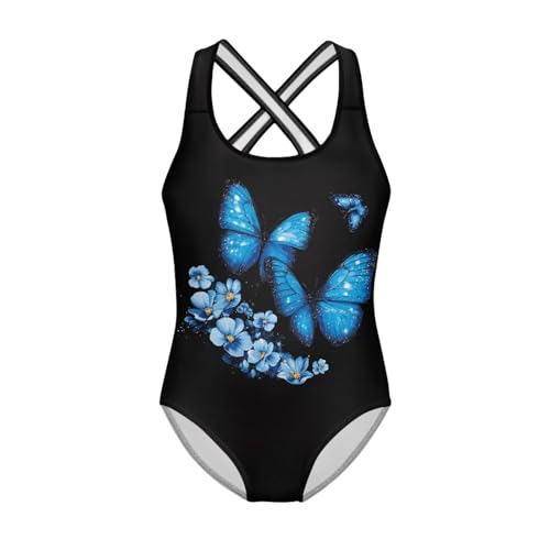 Image of Girls One Piece Cat Swimsuits Quick Dry Cartoon Beach Bathing Suit Crossback Swimwear for Kids 5-14 Years