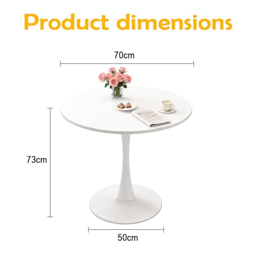 طاولة مستديرة بيضاء، طاولة طعام منزلية صغيرة، طاولة قهوة فاخرة مستديرة عصرية، هيكل مكبر صوت منخفض بمركز الجاذبية، مناسبة لغرفة المعيشة والشرفة والمقهى وغرفة الطعام