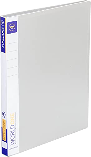 Image of Worldone FC (Foolscap Size) Display Book File Folder | 60 Top Loading Clear Pockets | 1 mm Virgin PP | Display File for Presentations, Documents, Reports & Menus | Grey | Pack of 1