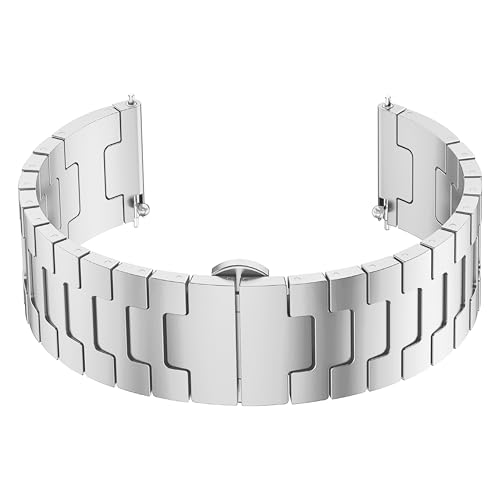 Image of ACM Watch Strap 20mm compatible with Compaq Q Watch Smartwatch | Metal Stainless Steel Belt Luxury Band