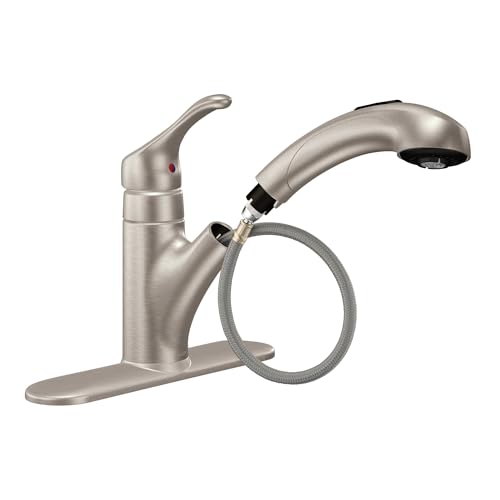 Moen Renzo Spot Resist Stainless One-Handle Pullout Kitchen or Laundry Faucet Featuring Power Clean, CA87316SRS