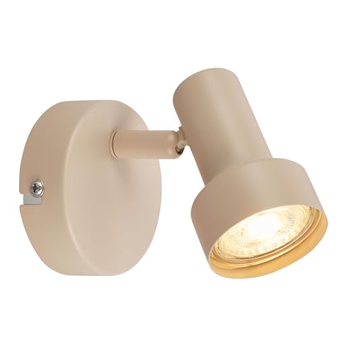BRILONER   Aplique pared interior orientable, casquillo GU10, max 9 W, apliques pared dormitorio, lampara, aplique techo, lampara lectura, dormitorio, 8 x 10,5 cm, beige