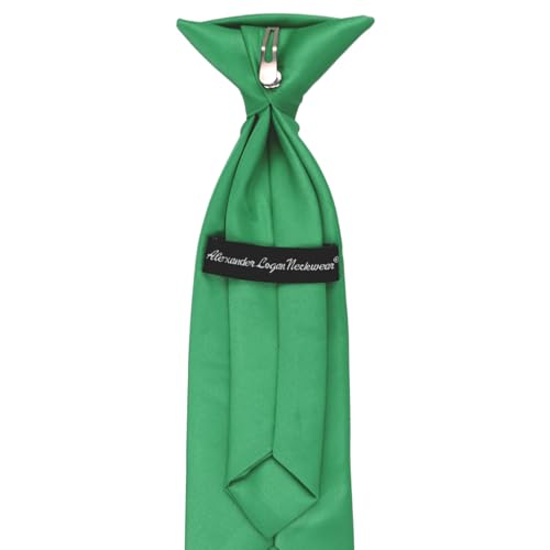tiemart Boys' Emerald Green Solid Clip-On Tie, 11" Length4