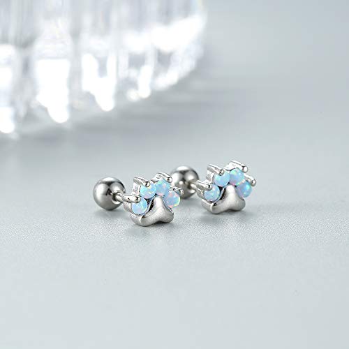 Candyfancy Dog Cat Paw Earrings Surgical Steel 18G Cartilage Earrings Blue Opal Helix Conch Barbell Piercing Jewelry Women #TOP5