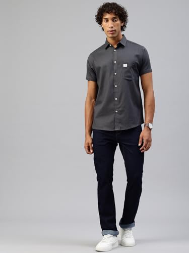 Image of Majestic Man Men Slim Fit Pure Cotton Solid Half Sleeve Casual Shirt