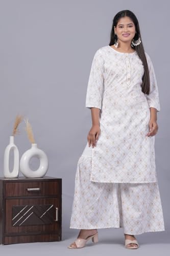 Image of MANGLA Kurti Women's Rayon Gold Printed Black Regular Fit Kurta Set with Ethnic Palazzo Pants