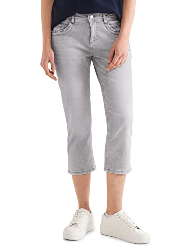 STREET ONE Damen A376072 3/4 Jeanshose, super Light Grey Bleach, 30W x 22L