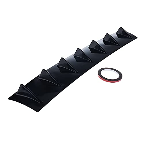 Btshub BT0307 33 Inch X 6 Inch Universal Lower Rear Body Bumper Lip Diffuser - 7 Fins Wings Shark Style Gloss Car Spoiler Decoration Black Abs cover