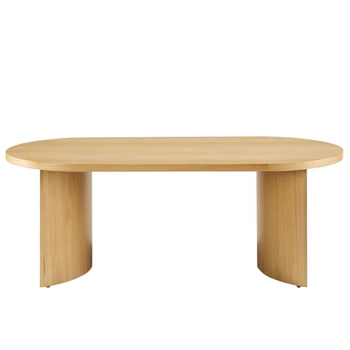 Modway Aspect 47 Inch Oval Coffee Table in Oak with Reversible Arched Legs - Oak Wood Veneer Modern Oval Coffee Table - Curved Profile Design Center Accent Table for Living Room by Modway - Used condition - Image 9