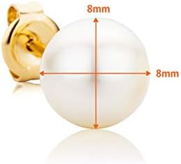 Orovi Women Stud Earrings 9 ct/ 375 Yellow Gold With White Freshwater Pearls