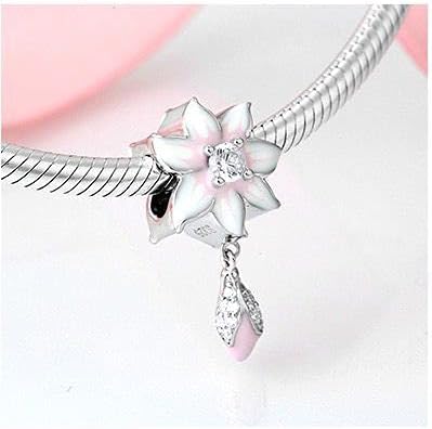 Flowers Charms Bead 925 Sterling Silver Rose Charm Orchid, Lotus Bead Love Charm Valentine's Day Beads Flower Charm fit Women Pandora Style Charms Flower Bracelet & Necklace Flower - Image 2