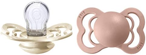 BIBS Supreme Soother 2-Pack, BPA Free Dummy Pacifier, Symmetrical Nipple. Silicone, Size 1 (0-6 Months), Woodchuck/Blush