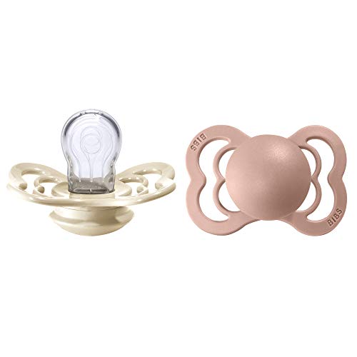 BIBS Supreme Schnuller 2er-Pack, BPA-frei, Symmetrischer Nippel. Silikon, Hergestellt in Dänemark. 0-6 Monate (2er Pack), Ivory/Blush