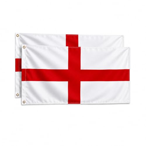 England flag 3X2ft -2 Pack small flag double sided Polyester 2 brass eyelets Weatherproof st georges flag for World Cup 2026 decorations indoor/outdoor Pub Royal Garden parties and Sport Events