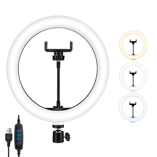 Simpex 10" Portable LED Ring Light with 3 Color Modes & Dimmable Lighting for YouTube, Photo Shoot, Video Recording, Live Streaming, Makeup & Vlogging | Compatible with Smartphones & Cameras
