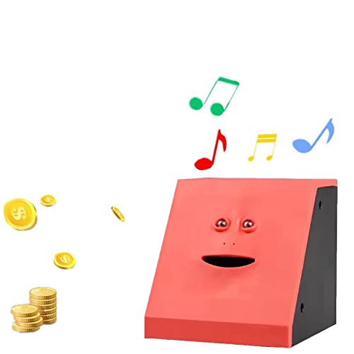 LTXDJ Banco de la cara, comer caja de dinero tarro automático de ahorro de dinero colección alcancía para niños niños (rojo) Cover