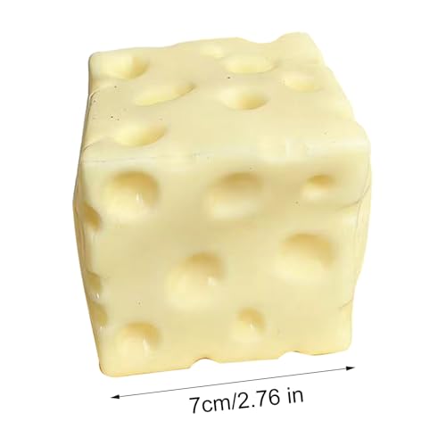 Stress Relief Toy, 1/2/3Pcs Flour Filled Cheese Squeeze Toy Stress Relief Cheese Cube Fidget Toy Relaxation Focus Aid Soft Stress Ball Simulated Cheese Sensory Toy (1)