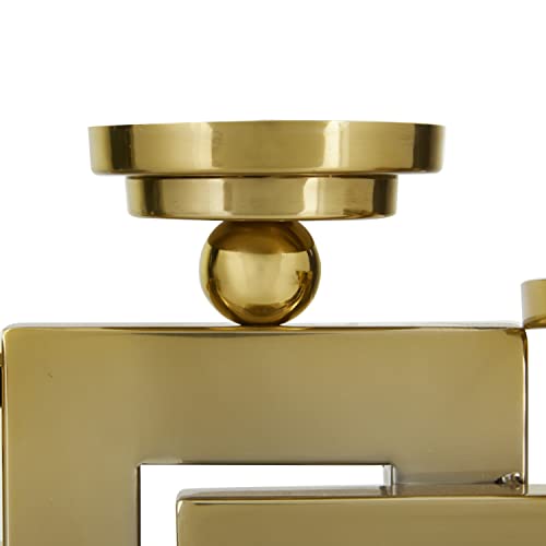 Deco 79 Stainless Steel Pillar 3 Plate Candle Holder, 14" X 6" X 10", Gold #TOP3