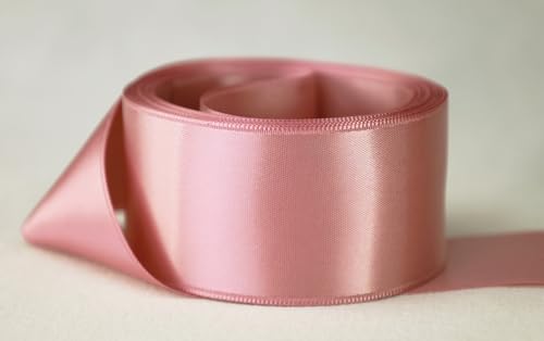 Image of Ribbon Bazaar Double Faced Satin - Premium Gloss Finish - 100% Polyester Ribbon for Gift Wrapping, Crafts, Scrapbooking, Hair Bow, Decorating & More - 3 /8 inch Rosy Mauve 50yd Spool