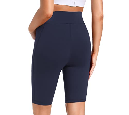 Foucome 2 Pack Women's Maternity Shorts Low Rise Stretch Running Workout Biker Shorts With Pockets 9" Black+Navy, M #TOP1