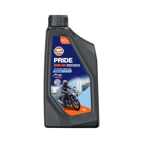 Image of GULF Pride 4T Plus 20W-50 - Engine Oil for 4-Stroke Bikes [1 L] - Pack of 1