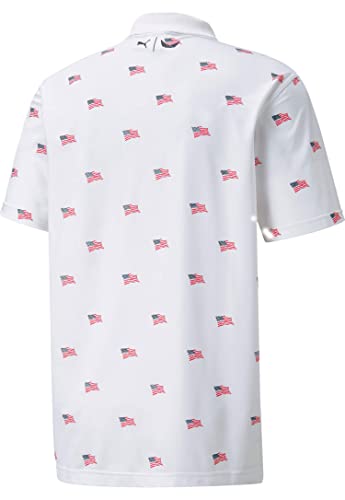 Puma Golf Men's Standard Volition Flags Polo, Bright White-Ski Patrol, Large #TOP1