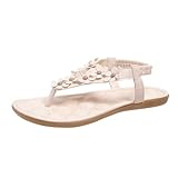 Generisch Sandalen Damen Bequem Boho Offene Schuhe Römersandalen Orthopädische Sandalette Bohemia Sandals Flache Strand Ankle Flip Flops Geflochtene Sandalen Damen (02 WH1, 44)