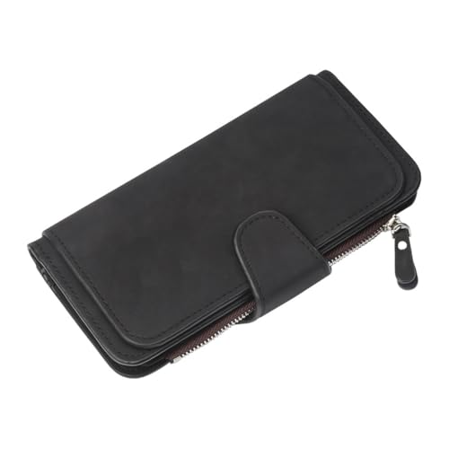 Wallet Women Large with Zipper Pocket | ​Travel Wallet​ for ​Cash Management​ | ​Leather Wallets for Women​ Slim ​Card Holder​ (Black)