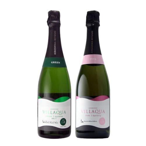 VILLAQUA グリーン・ピンク 750ml 2本セット ワインセット 白 ロゼ スパークリング 発泡性 辛口 ギフト 酒