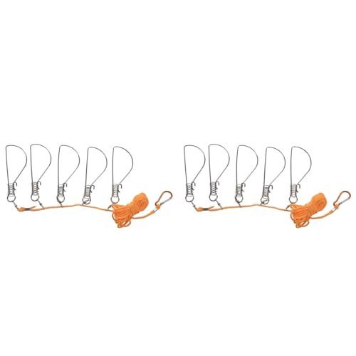 MARALANG 2pcs 5m Fishing Lock Buckle Stainless Steel Live Fish Lock Belt Fishing Stringer Fishing Tackle Fish Barriers Belt
