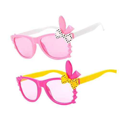 Garneck 2pcs Easter Boys and Girls Sunglasses Ears and Bowknot Design Fun Party Eyewear for Boys and Girls for Outdoor Activities and Dress-up Events2