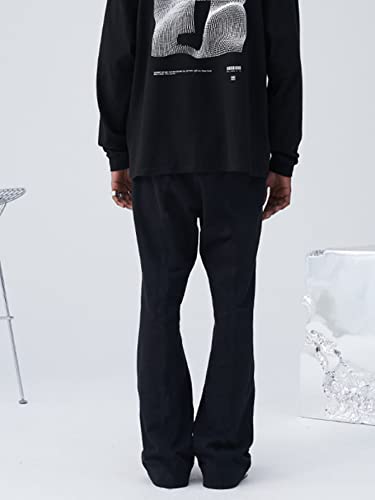 WDIRARA Men's Wide Leg Flare Sweatpants Drawstring Trousers High Waisted Casual Outdoor Sweatpants with Pockets2