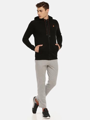 Image of Macroman M-Series Men Hooded Regular Fit Cotton Blend Sweatshirt with Reflective Detail
