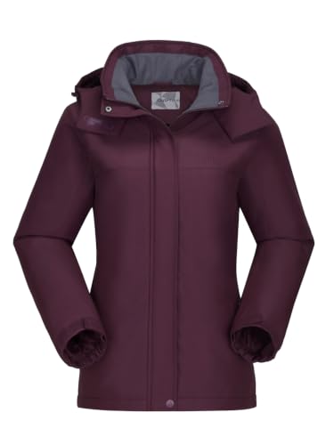 OutPro Giacca da sci invernale da donna, in pile caldo, impermeabile, da snowboard, Lilla, XL